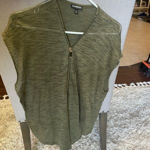 Short Sleeve Mid Zip Blouse